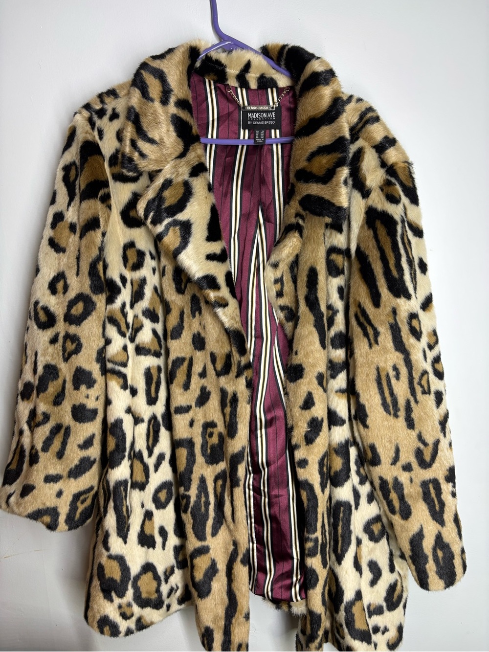 Maddison Ave Faux Fur Leopard Trench Coat - Tan/Black
